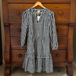 NWT J. Crew Factory Black and White Gingham Dress size XS